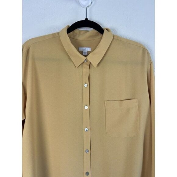 J. Jill Women's Petite Large Yellows Blouse Button-Up Shirt Long Sleeve - Picture 6 of 10